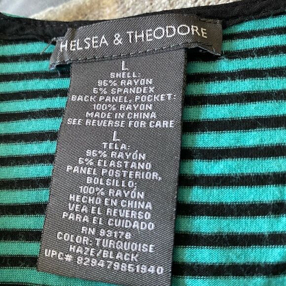 Chelsea & Theodore cap sleeve striped knit top L - Picture 6 of 7